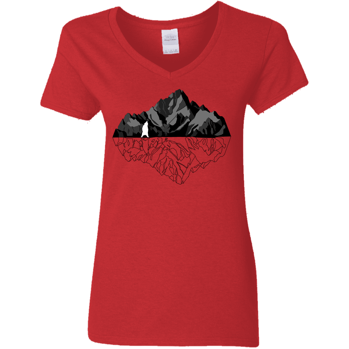 T-Shirts Red / S Bear Reflection Women's V-Neck T-Shirt