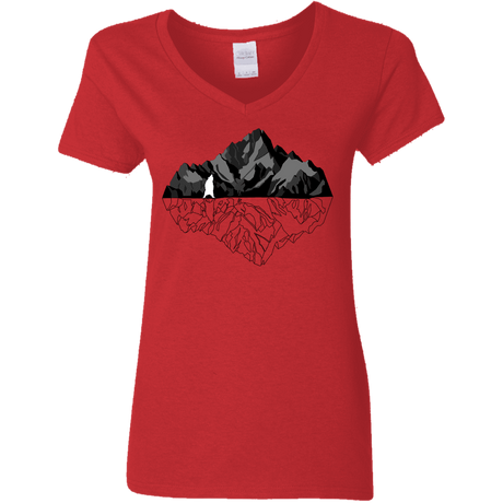 T-Shirts Red / S Bear Reflection Women's V-Neck T-Shirt