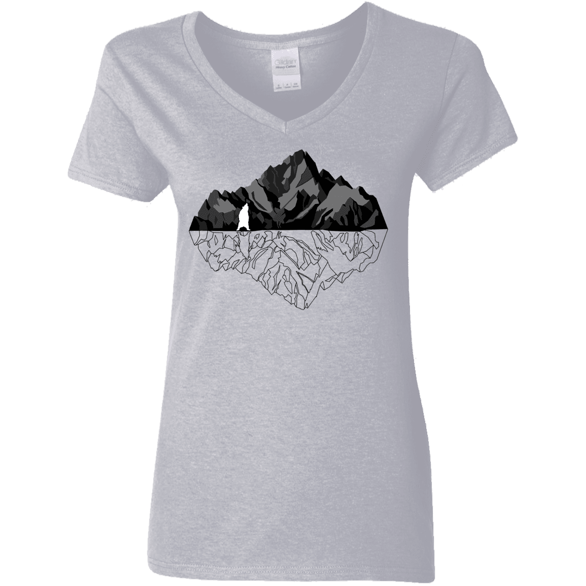 T-Shirts Sport Grey / S Bear Reflection Women's V-Neck T-Shirt