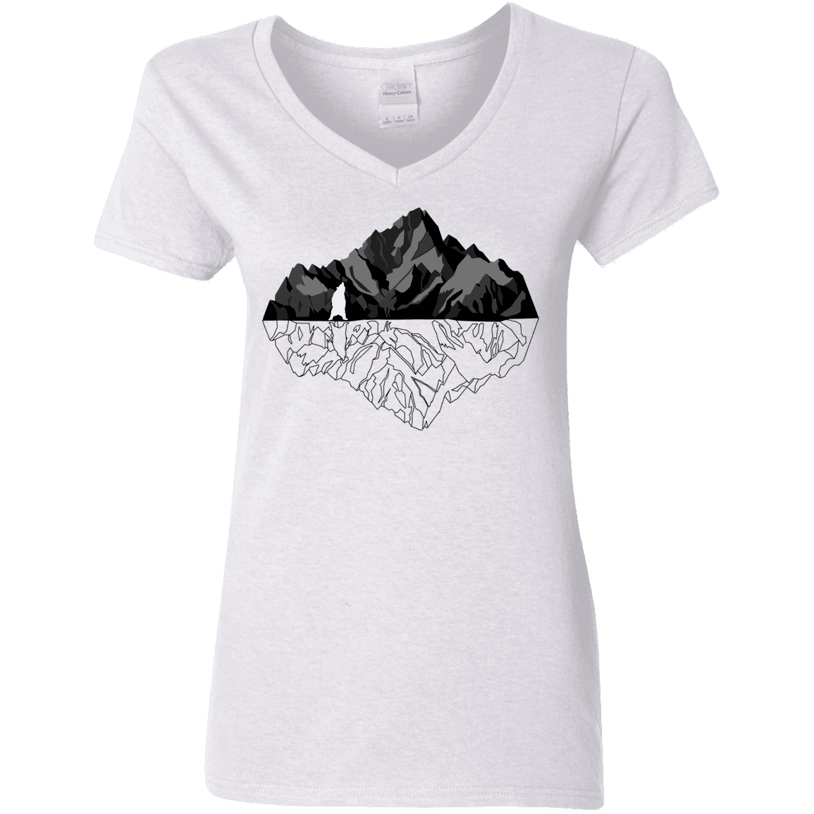 T-Shirts White / S Bear Reflection Women's V-Neck T-Shirt