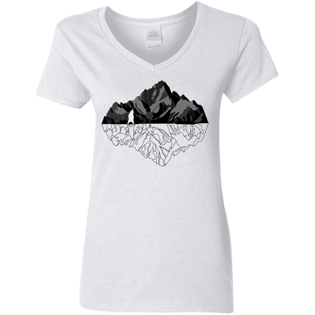 T-Shirts White / S Bear Reflection Women's V-Neck T-Shirt