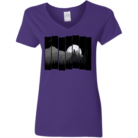 T-Shirts Purple / S Bear Slats Women's V-Neck T-Shirt