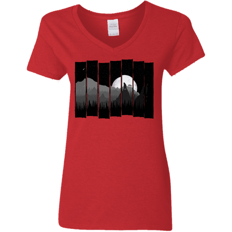 T-Shirts Red / S Bear Slats Women's V-Neck T-Shirt