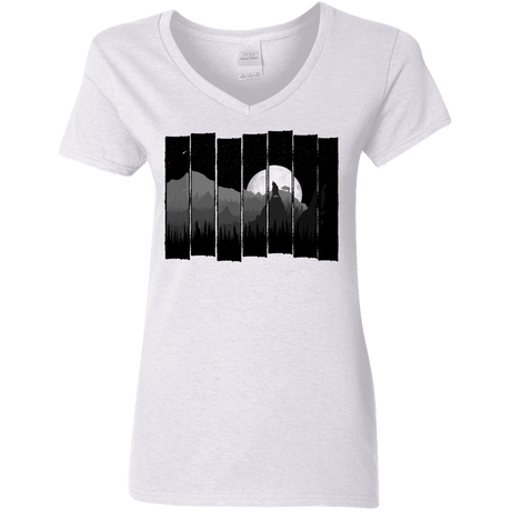 T-Shirts White / S Bear Slats Women's V-Neck T-Shirt