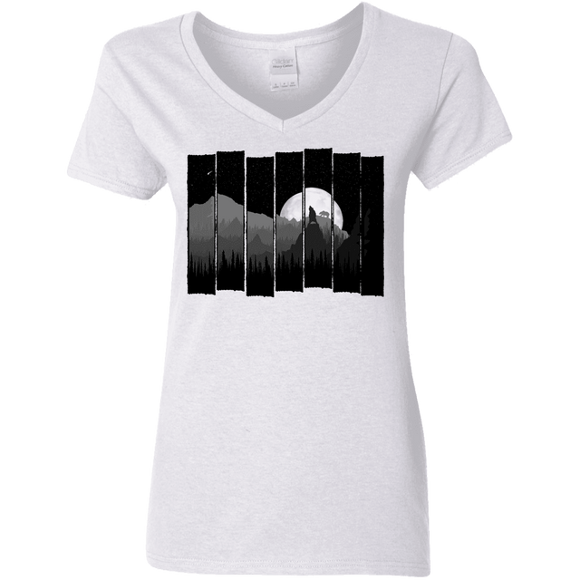 T-Shirts White / S Bear Slats Women's V-Neck T-Shirt