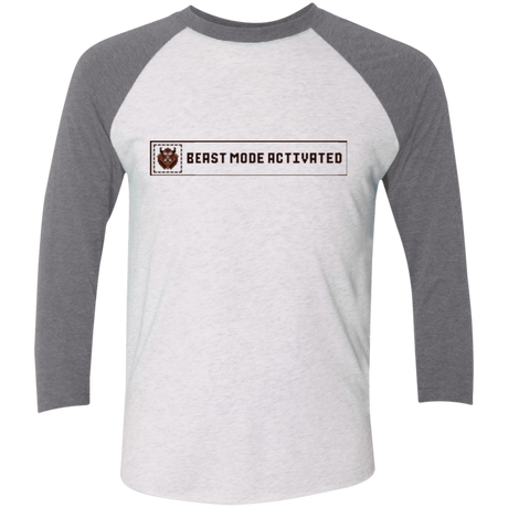 T-Shirts Heather White/Premium Heather / X-Small Beast Mode Activated Men's Triblend 3/4 Sleeve