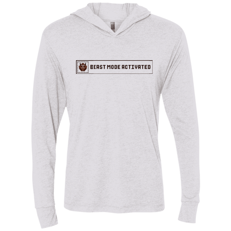 T-Shirts Heather White / X-Small Beast Mode Activated Triblend Long Sleeve Hoodie Tee
