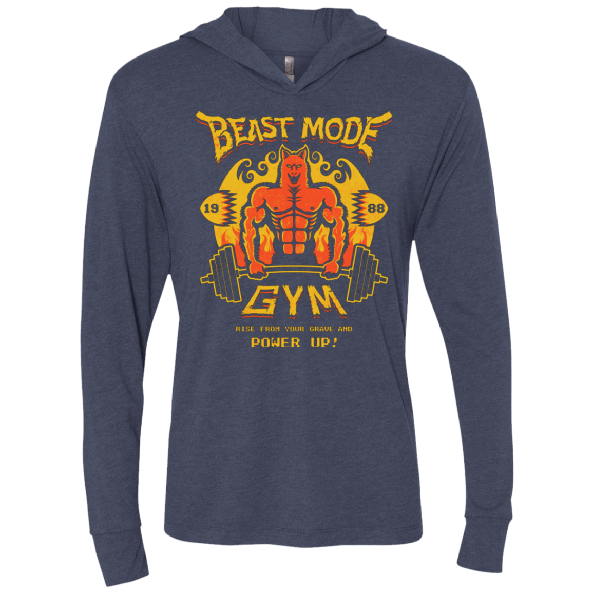 T-Shirts Vintage Navy / X-Small Beast Mode Gym Triblend Long Sleeve Hoodie Tee