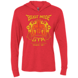 T-Shirts Vintage Red / X-Small Beast Mode Gym Triblend Long Sleeve Hoodie Tee