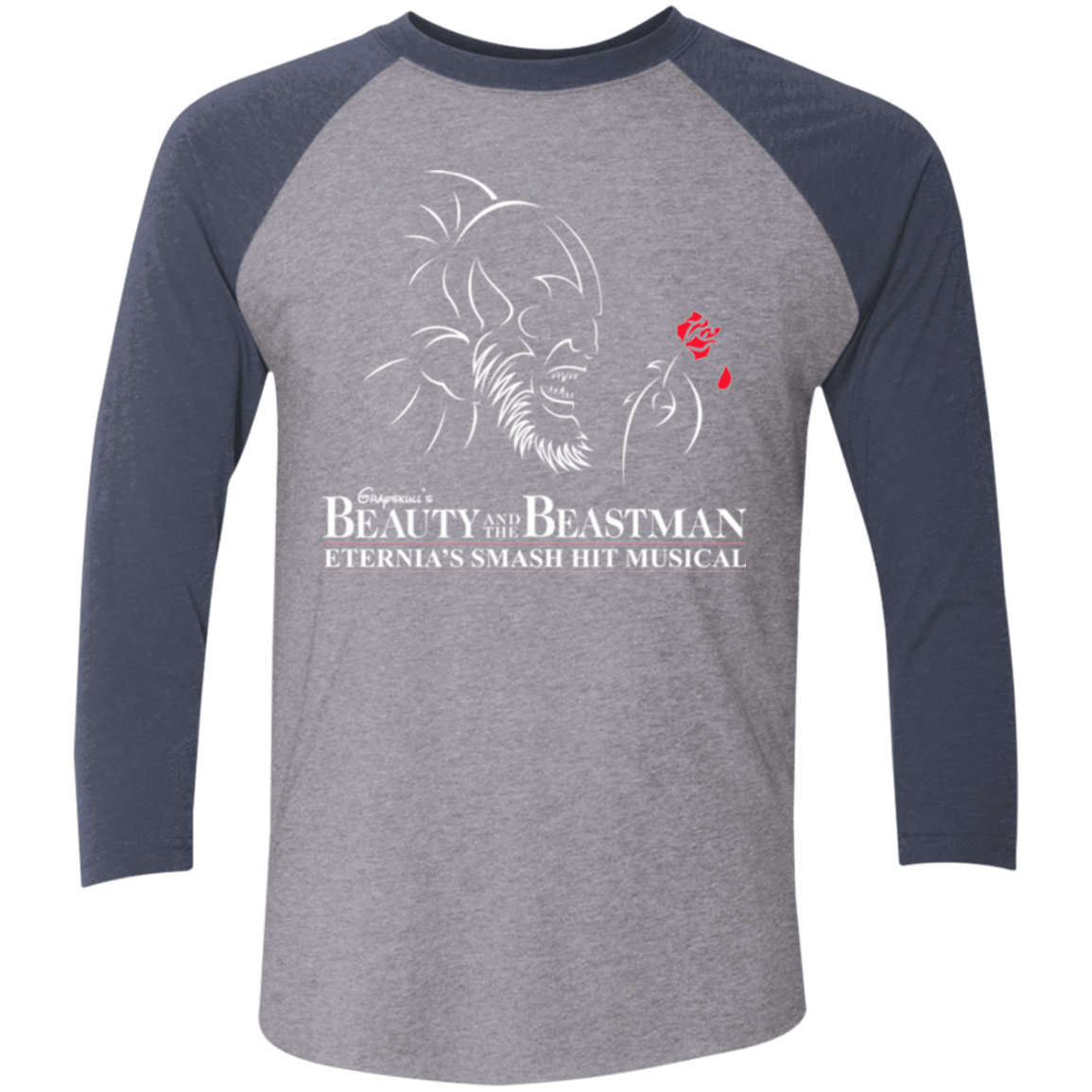 T-Shirts Premium Heather/ Vintage Navy / X-Small Beauty and the Beastman Men's Triblend 3/4 Sleeve