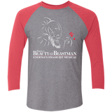 T-Shirts Premium Heather/ Vintage Red / X-Small Beauty and the Beastman Men's Triblend 3/4 Sleeve
