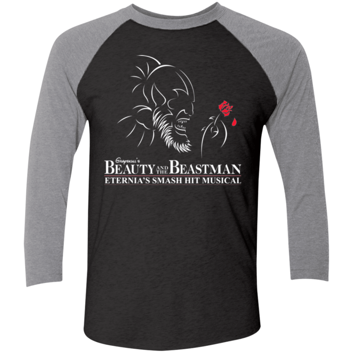 T-Shirts Vintage Black/Premium Heather / X-Small Beauty and the Beastman Men's Triblend 3/4 Sleeve