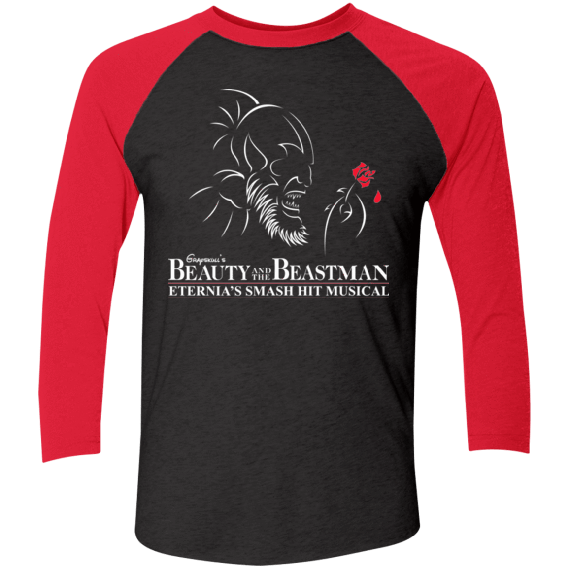T-Shirts Vintage Black/Vintage Red / X-Small Beauty and the Beastman Men's Triblend 3/4 Sleeve