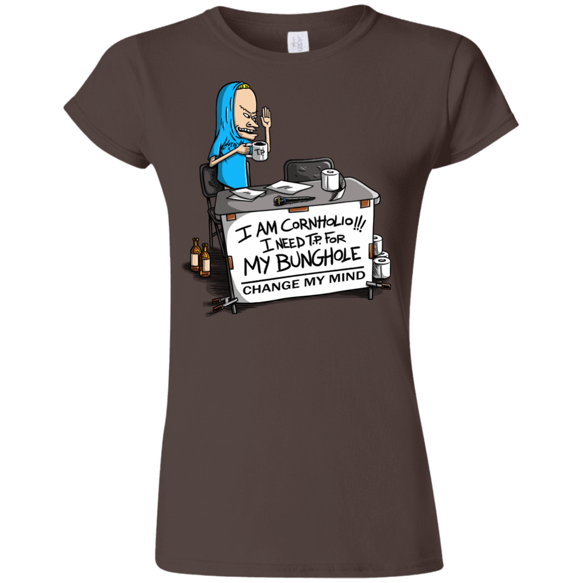 T-Shirts Dark Chocolate / S Beavis Change My Mind Junior Slimmer-Fit T-Shirt