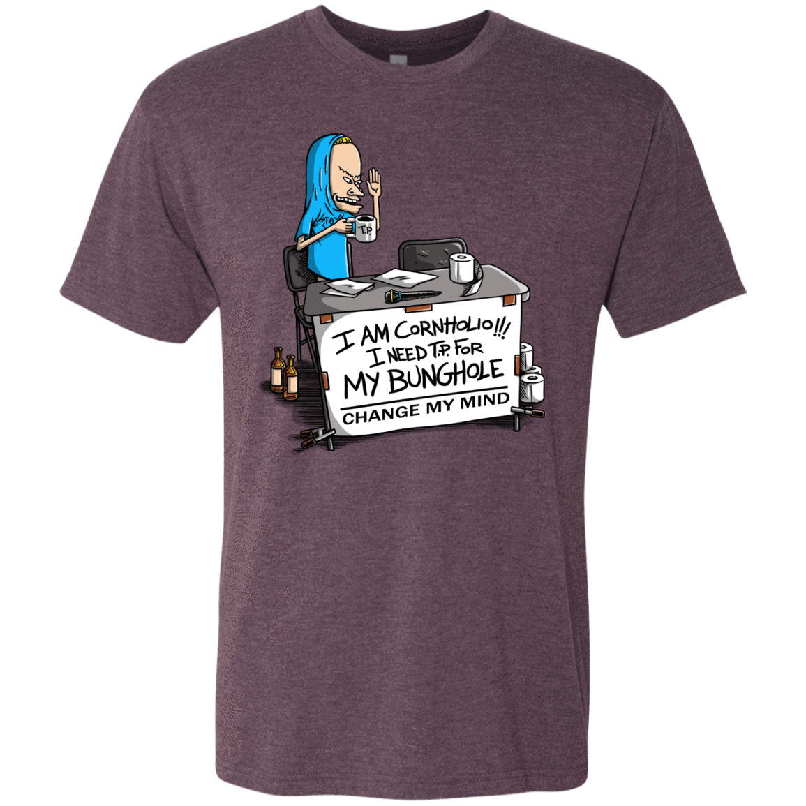 T-Shirts Vintage Purple / S Beavis Change My Mind Men's Triblend T-Shirt