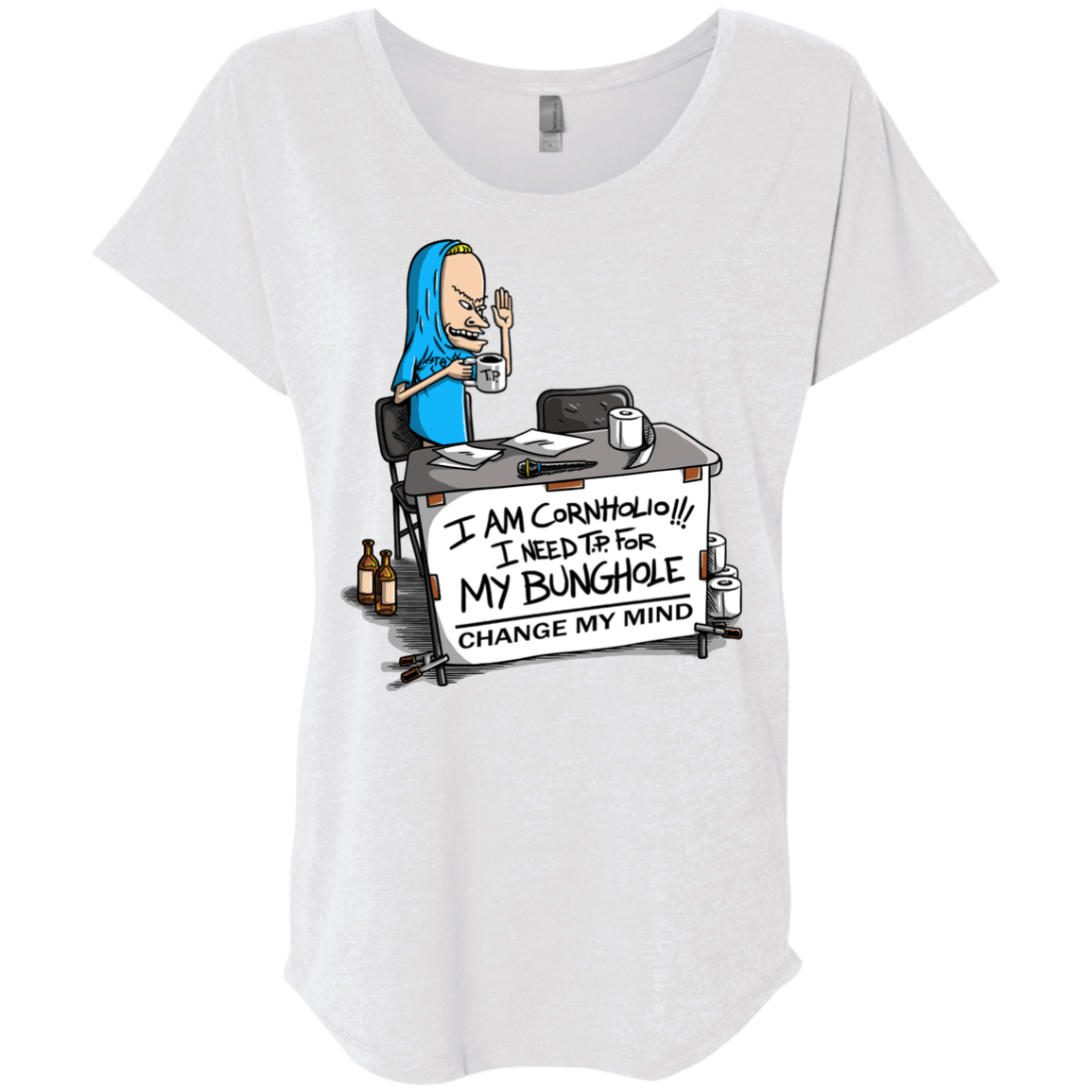 T-Shirts Heather White / X-Small Beavis Change My Mind Triblend Dolman Sleeve