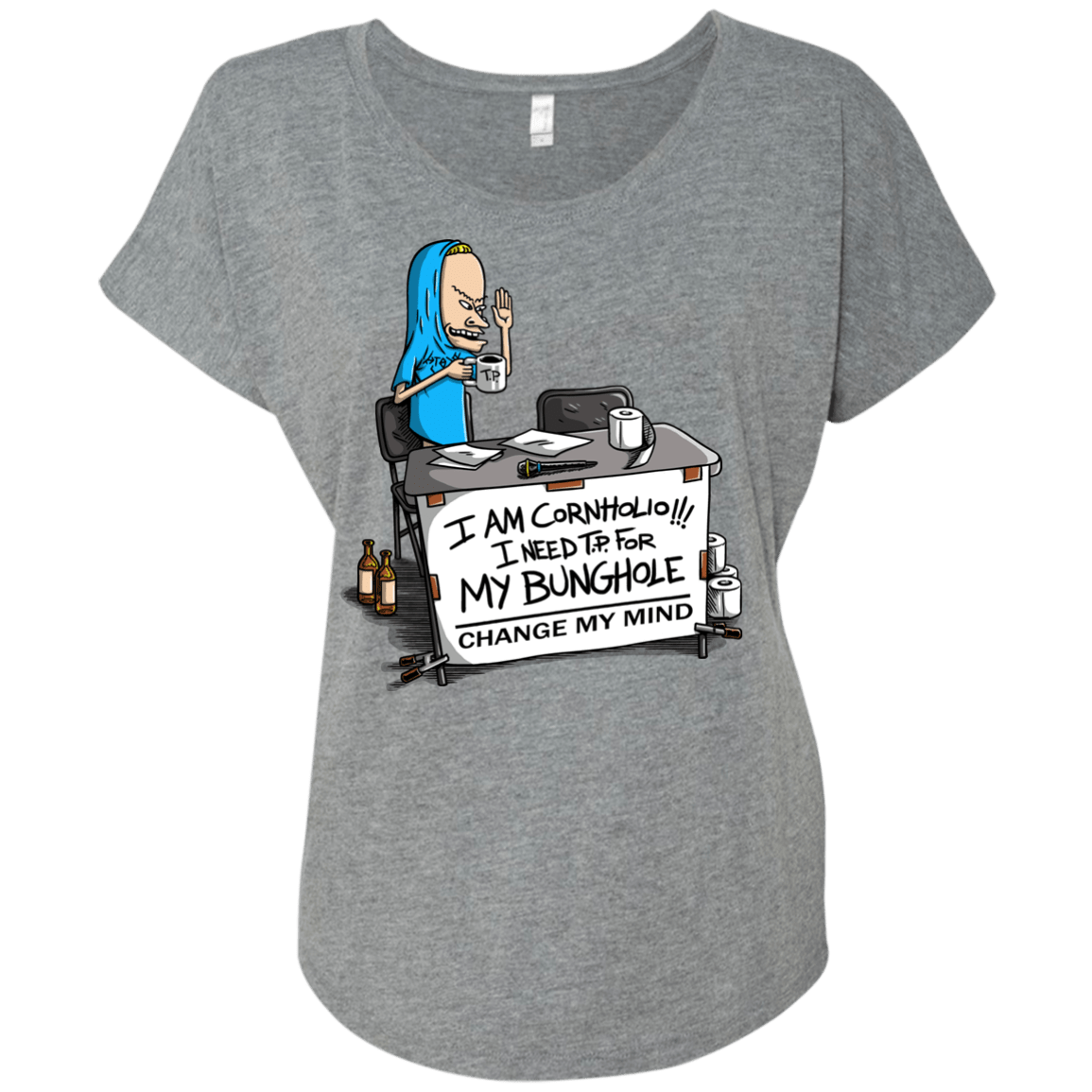 T-Shirts Premium Heather / X-Small Beavis Change My Mind Triblend Dolman Sleeve