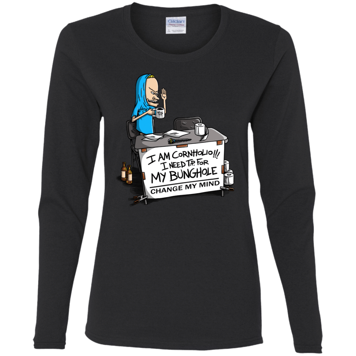 T-Shirts Black / S Beavis Change My Mind Women's Long Sleeve T-Shirt
