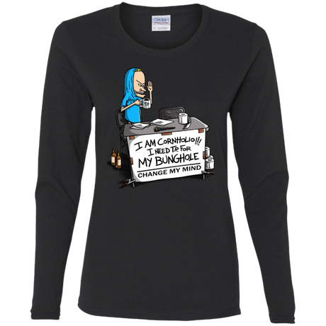 T-Shirts Black / S Beavis Change My Mind Women's Long Sleeve T-Shirt