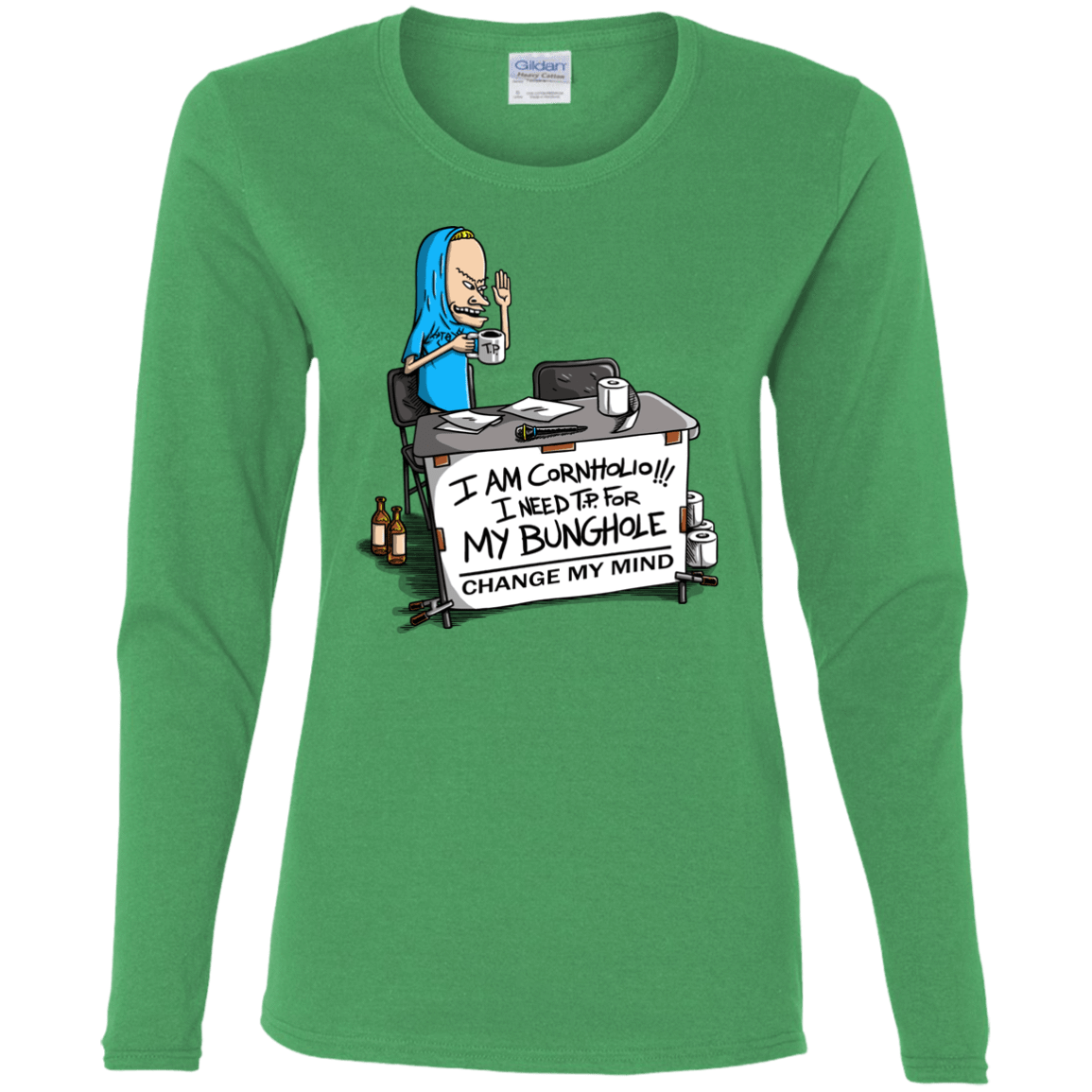 T-Shirts Irish Green / S Beavis Change My Mind Women's Long Sleeve T-Shirt