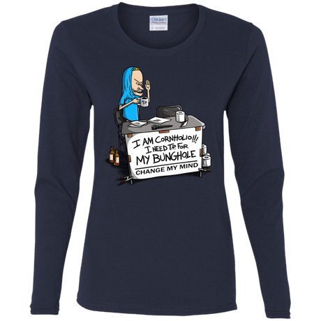 T-Shirts Navy / S Beavis Change My Mind Women's Long Sleeve T-Shirt