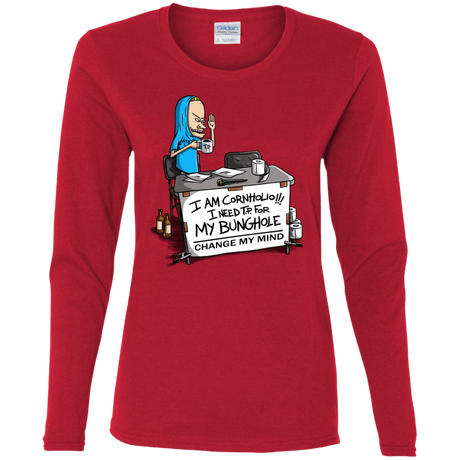 T-Shirts Red / S Beavis Change My Mind Women's Long Sleeve T-Shirt