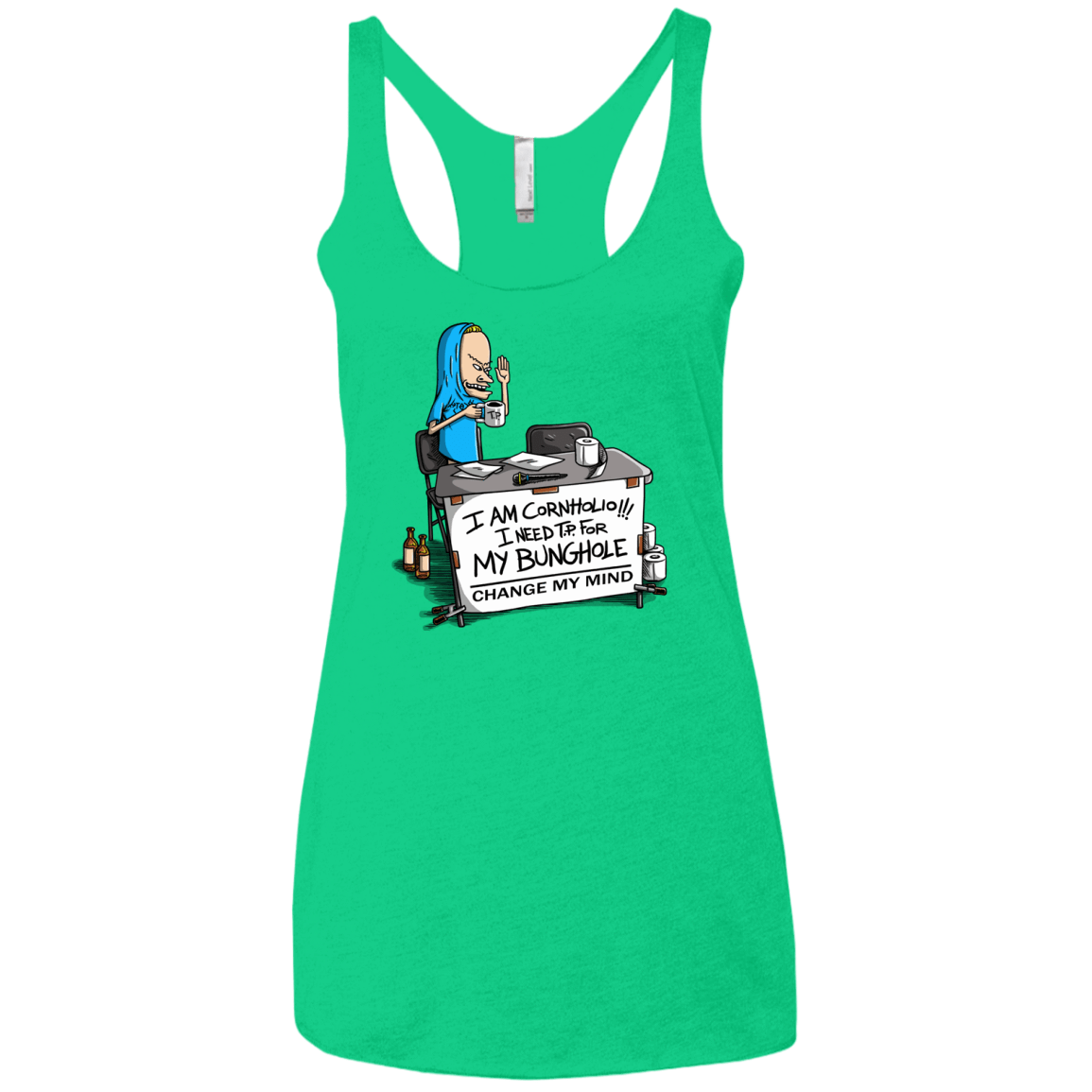 T-Shirts Envy / X-Small Beavis Change My Mind Women's Triblend Racerback Tank