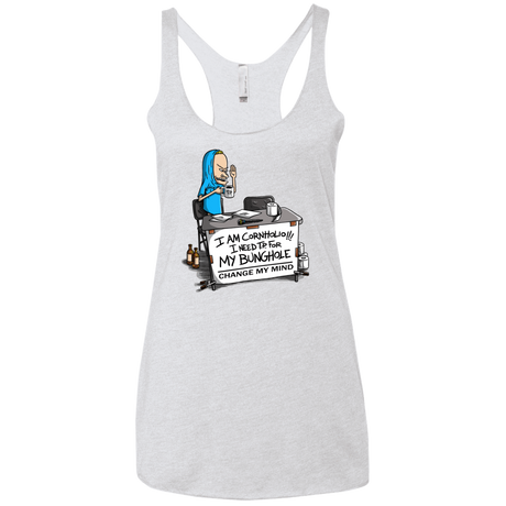 T-Shirts Heather White / X-Small Beavis Change My Mind Women's Triblend Racerback Tank