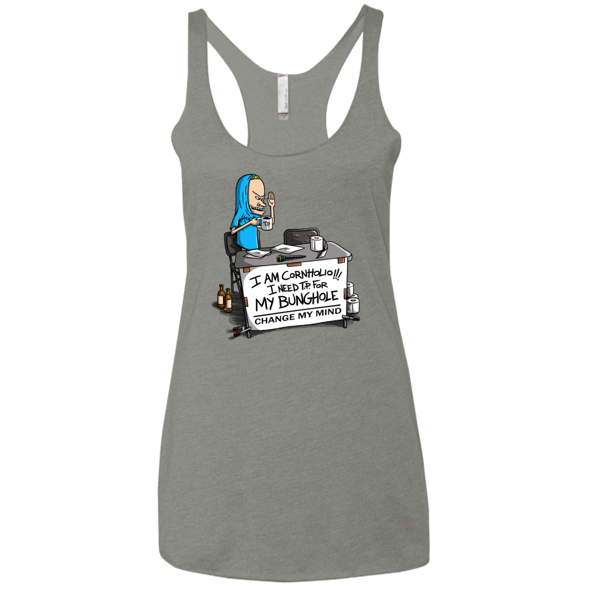 T-Shirts Venetian Grey / X-Small Beavis Change My Mind Women's Triblend Racerback Tank