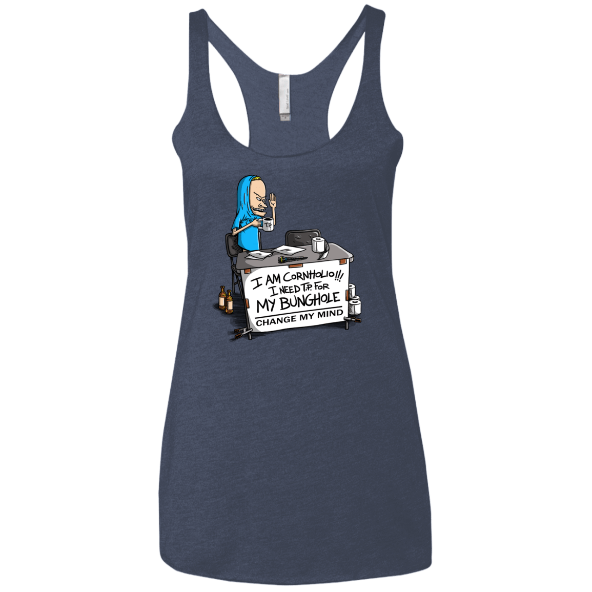 T-Shirts Vintage Navy / X-Small Beavis Change My Mind Women's Triblend Racerback Tank