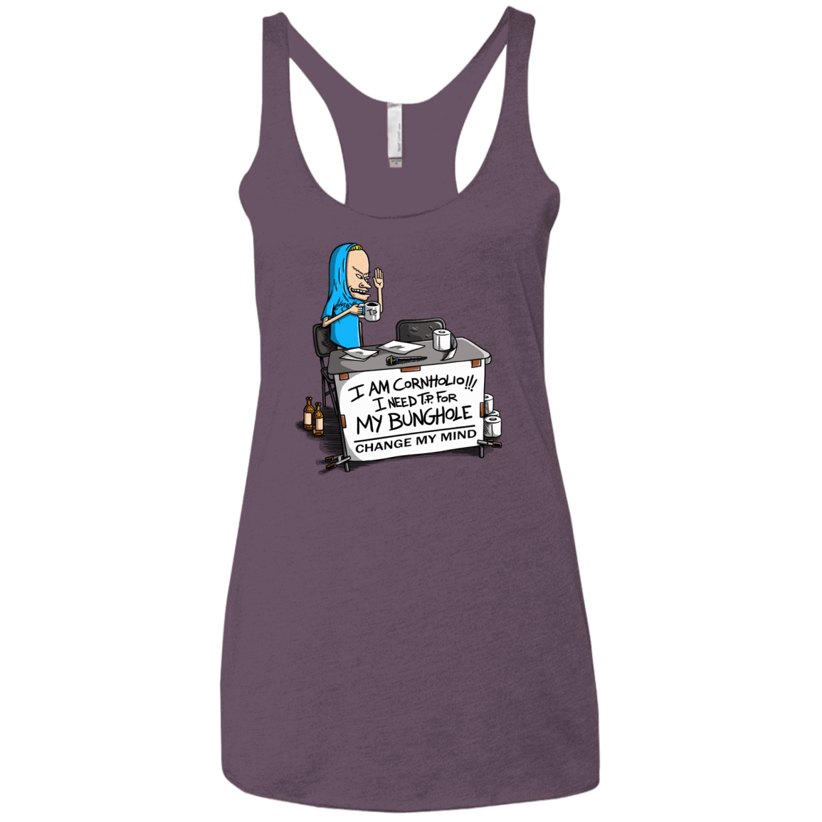 T-Shirts Vintage Purple / X-Small Beavis Change My Mind Women's Triblend Racerback Tank