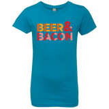 T-Shirts Turquoise / YXS Beer And Bacon Girls Premium T-Shirt