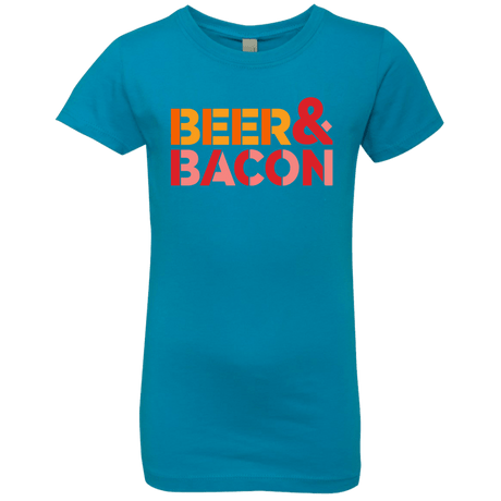 T-Shirts Turquoise / YXS Beer And Bacon Girls Premium T-Shirt