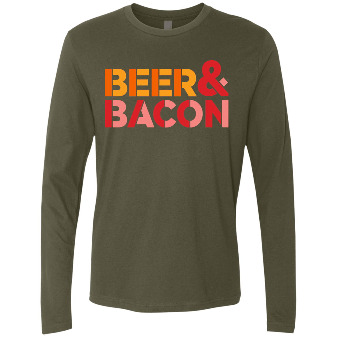 T-Shirts Military Green / Small Beer And Bacon Men's Premium Long Sleeve