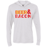 T-Shirts Heather White / X-Small Beer And Bacon Triblend Long Sleeve Hoodie Tee