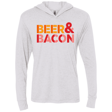 T-Shirts Heather White / X-Small Beer And Bacon Triblend Long Sleeve Hoodie Tee