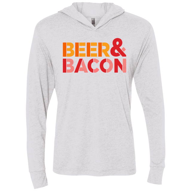 T-Shirts Heather White / X-Small Beer And Bacon Triblend Long Sleeve Hoodie Tee