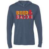 T-Shirts Indigo / X-Small Beer And Bacon Triblend Long Sleeve Hoodie Tee