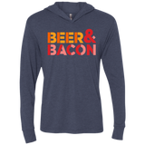 T-Shirts Vintage Navy / X-Small Beer And Bacon Triblend Long Sleeve Hoodie Tee