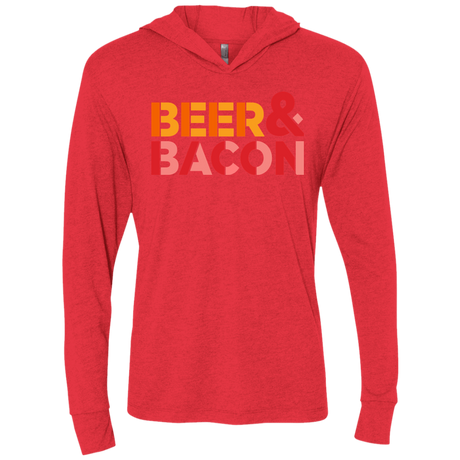 T-Shirts Vintage Red / X-Small Beer And Bacon Triblend Long Sleeve Hoodie Tee
