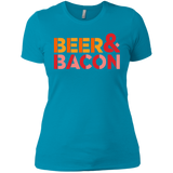 T-Shirts Turquoise / X-Small Beer And Bacon Women's Premium T-Shirt