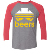 T-Shirts Premium Heather/ Vintage Red / X-Small Beers Men's Triblend 3/4 Sleeve