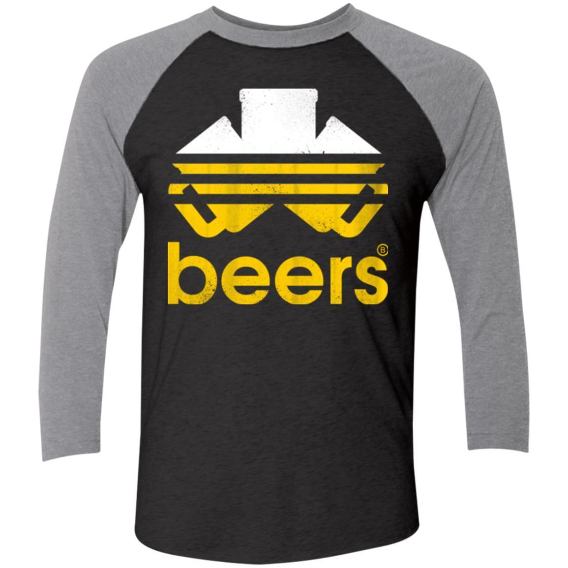 T-Shirts Vintage Black/Premium Heather / X-Small Beers Men's Triblend 3/4 Sleeve