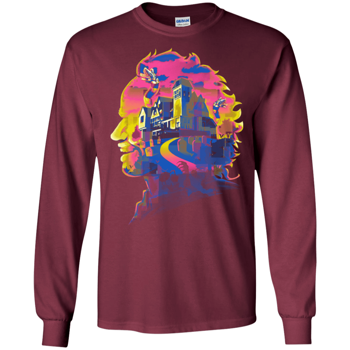 T-Shirts Maroon / S Beetlejuice Silhouette Men's Long Sleeve T-Shirt