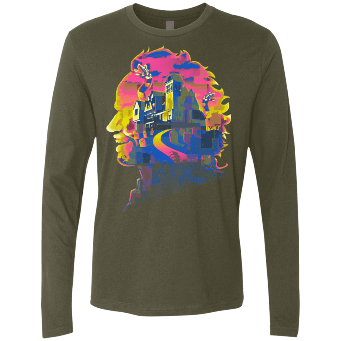 T-Shirts Military Green / S Beetlejuice Silhouette Men's Premium Long Sleeve