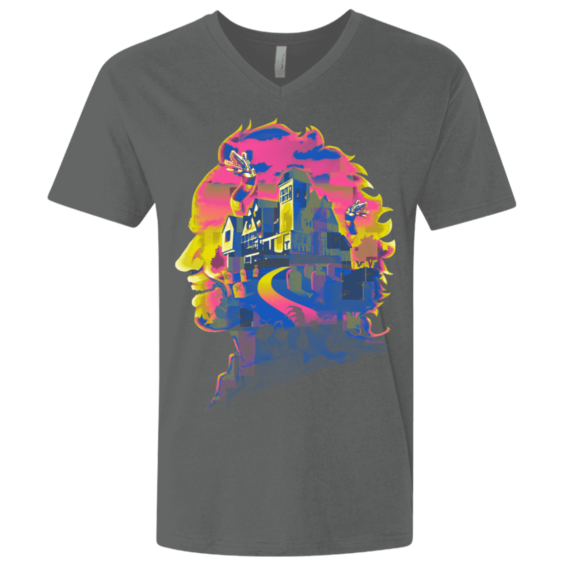 T-Shirts Heavy Metal / X-Small Beetlejuice Silhouette Men's Premium V-Neck