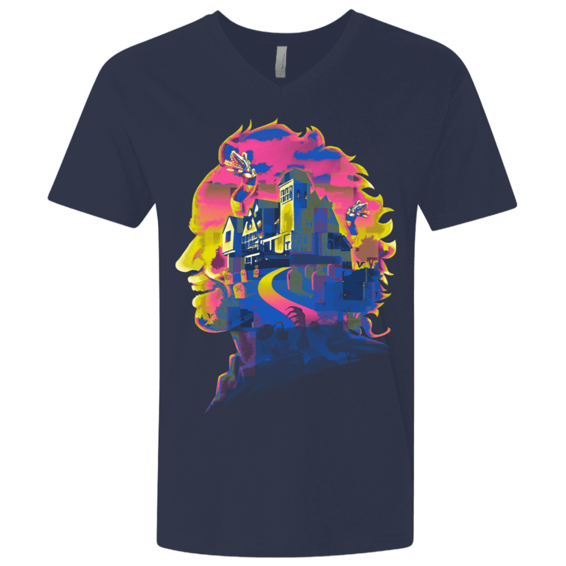 T-Shirts Midnight Navy / X-Small Beetlejuice Silhouette Men's Premium V-Neck