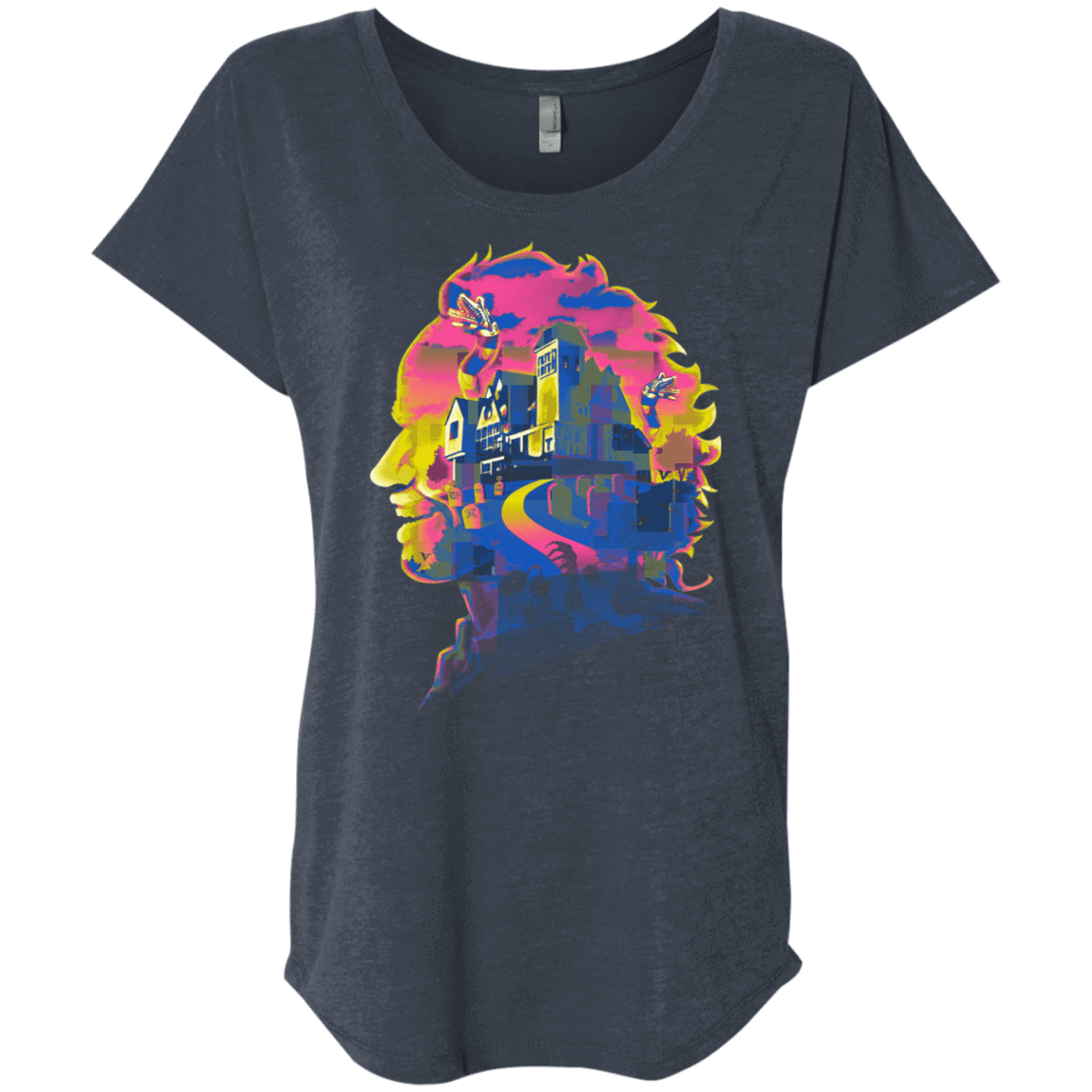 T-Shirts Vintage Navy / X-Small Beetlejuice Silhouette Triblend Dolman Sleeve