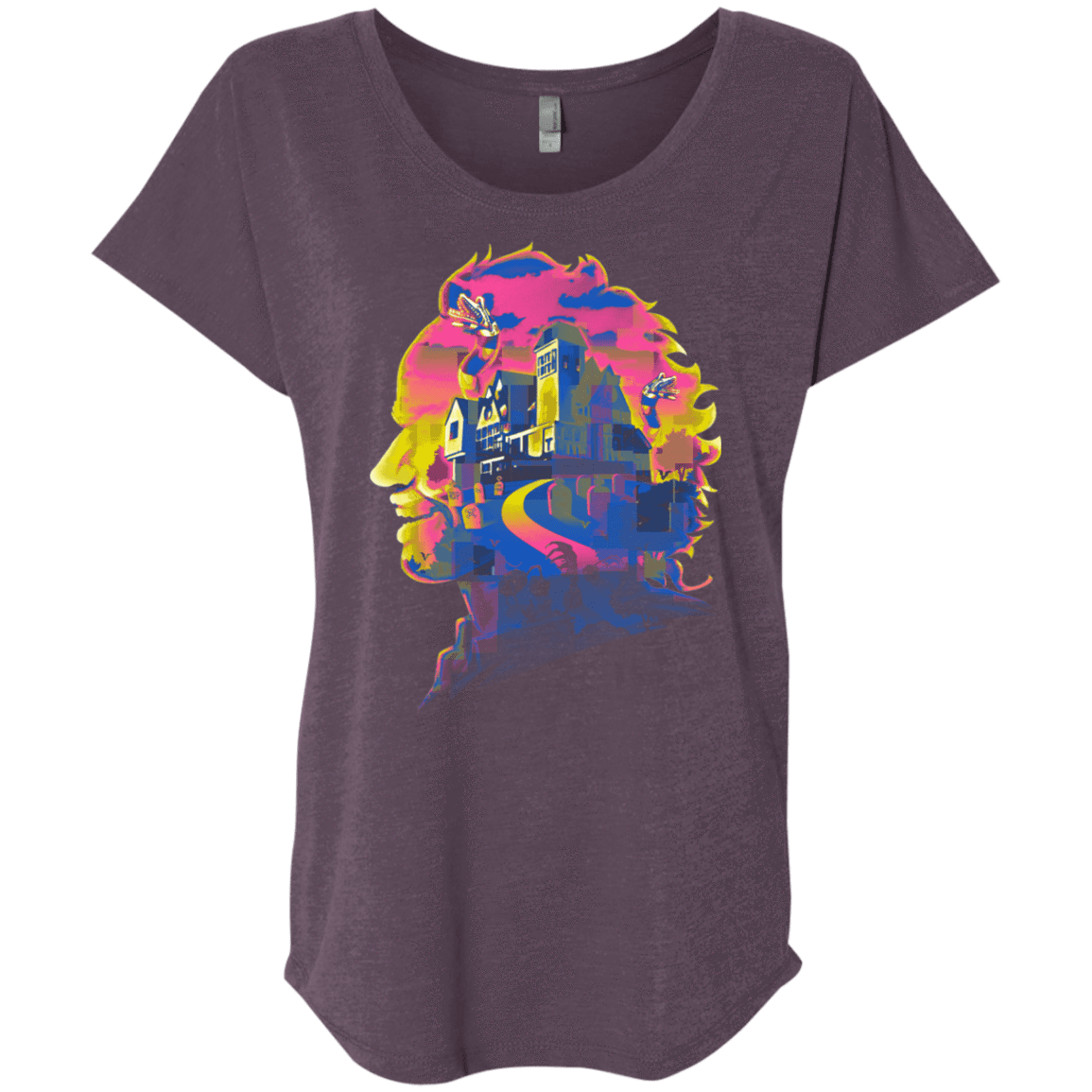 T-Shirts Vintage Purple / X-Small Beetlejuice Silhouette Triblend Dolman Sleeve