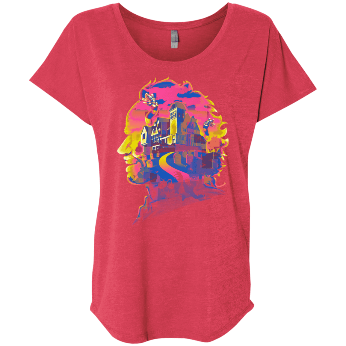 T-Shirts Vintage Red / X-Small Beetlejuice Silhouette Triblend Dolman Sleeve